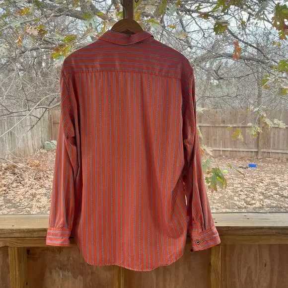 Robert Graham Men's Orange And Blue Striped Button Down Shirt Size 2XL - Picture 2 of 10